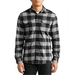American Eagle Super Soft Flannel Shirt Black Gray Plaid – Size Large​​